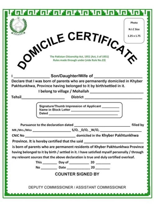 Domicile & Income Certificate